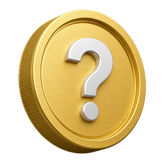 En la página de preguntas frecuentes, moneda de oro 3D decorativa con un signo de interrogación